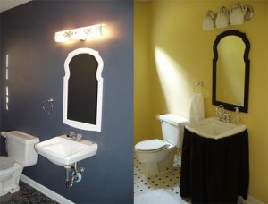 before and after bathrom with little change