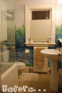 Before & After Bathroom #5 - bathroom painted like jungle