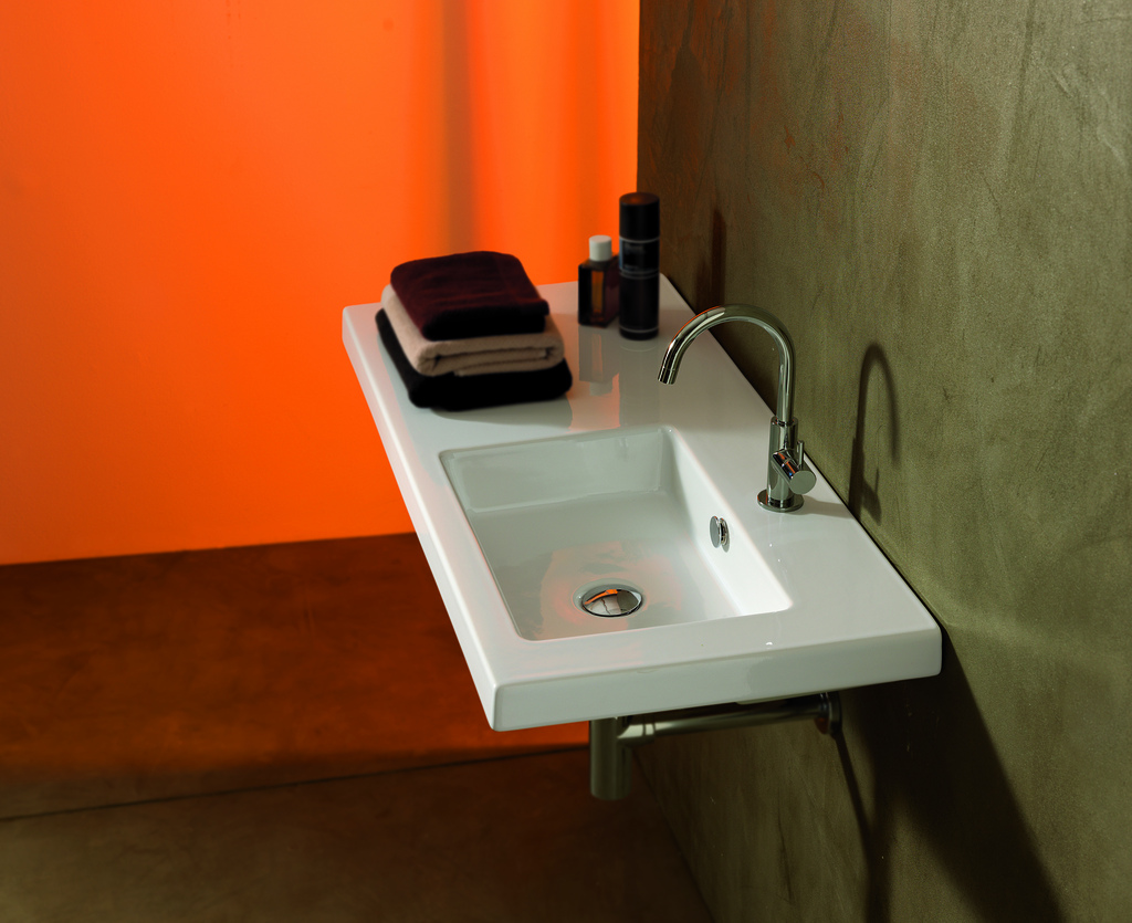 Nameeks Ceramica Tecla Condal built in or wall mounted ceramic washbasin with overflow