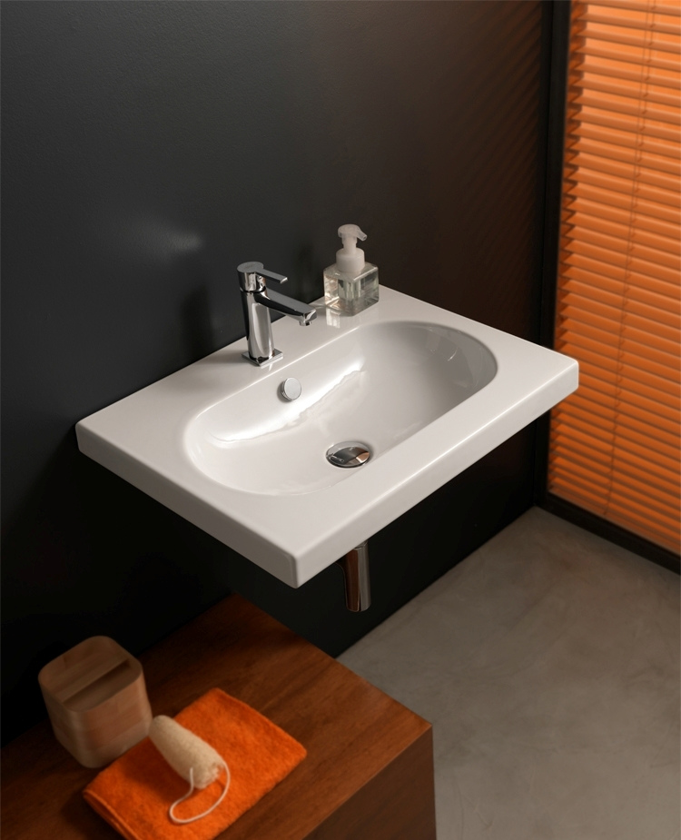 Nameeks Ceramica Tecla EDO Wide built in or wall mounted ceramic washbasin with overflow 
