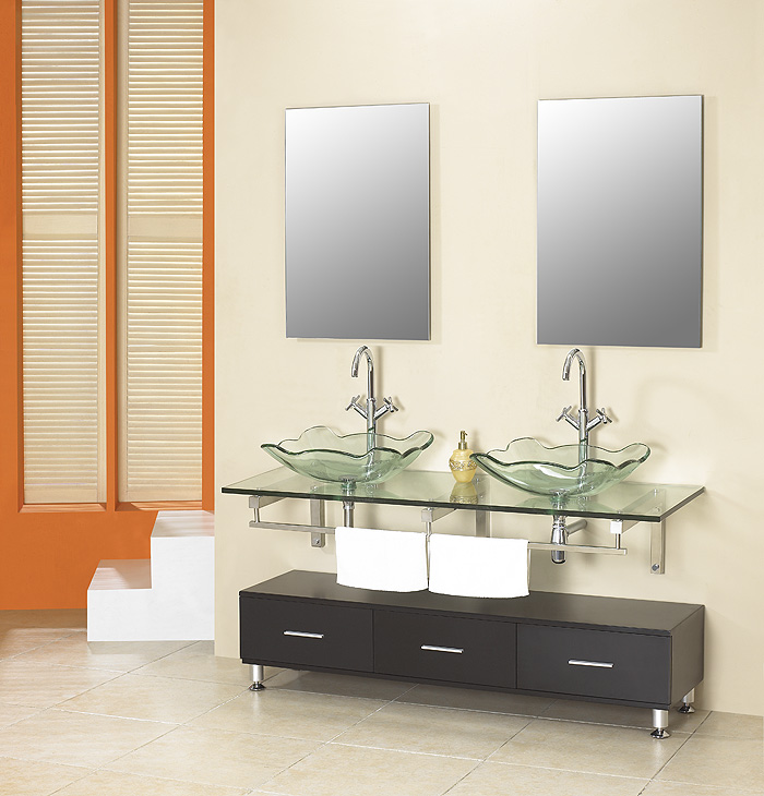 DreamLine Modern Bathroom Glass Double Vanity