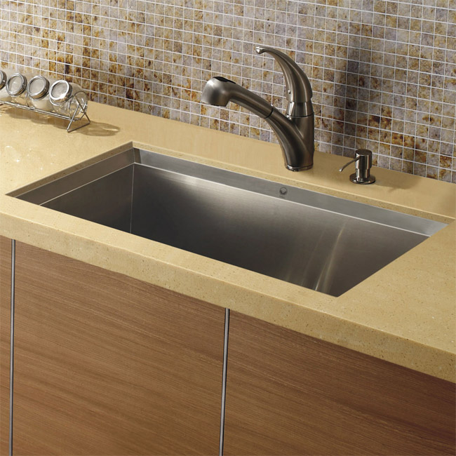 Vigo Platinum Collection rectangal Undermount Stainless Steel Kitchen Sink, Faucet and Dispenser