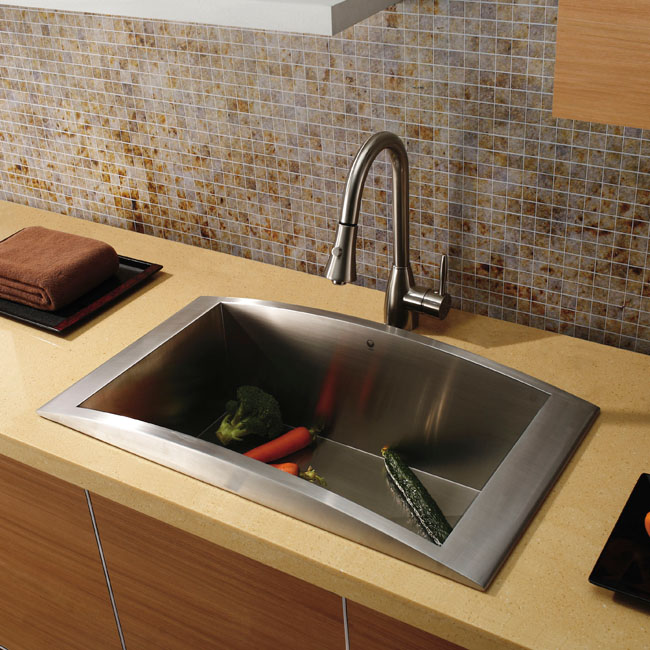 Vigo Premium Collection Undermount Stainless Steel Kitchen Sink Lip and Faucet