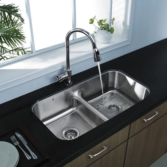 Vigo Premium Collection Undermount Stainless Steel double Kitchen Sink and Faucet