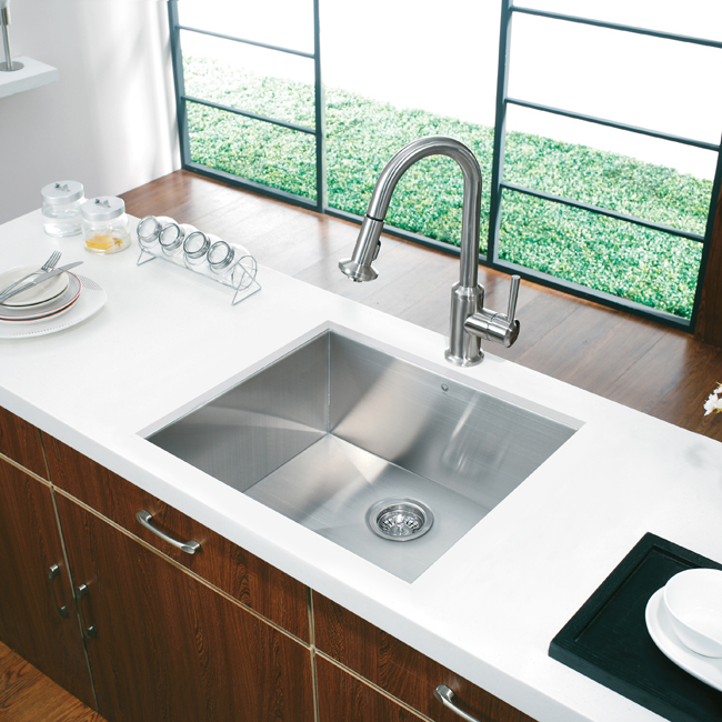 Vigo Premium Collection Undermount Stainless Steel square Kitchen Sink and Faucet