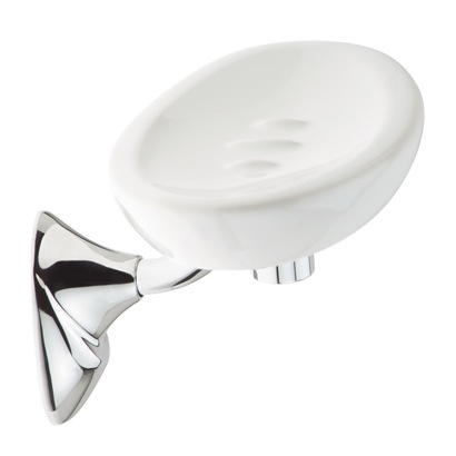 Nameeks Stilhaus Zefiro Wall Mounted Ceramic Soap Dish with Chrome Mount