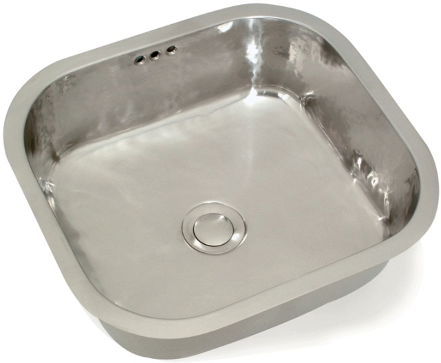 WS Bath Collection Cuisine Hand Hammered square Prep-Bar Metal Sink
