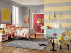 DIY striped bedroom, via DIY Network