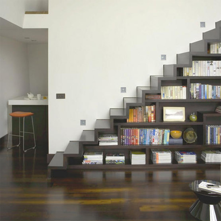 Bookshelf staircase, via toxel.com