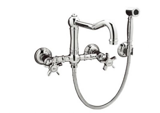 Rohl Country Kitchen Wall Mounted Bridge Faucet with Handspray