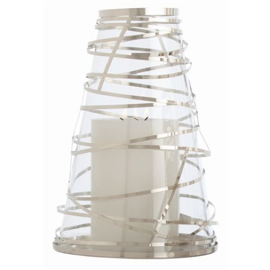 Arteriors Tory Large Steel Wrapped Glass Hurricane