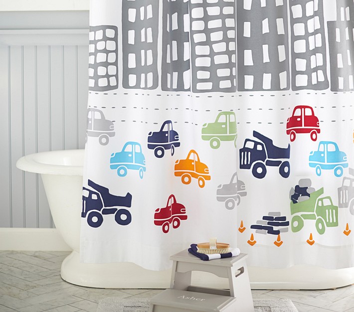 Transportation Shower Curtain, via Pottery Barn Kids