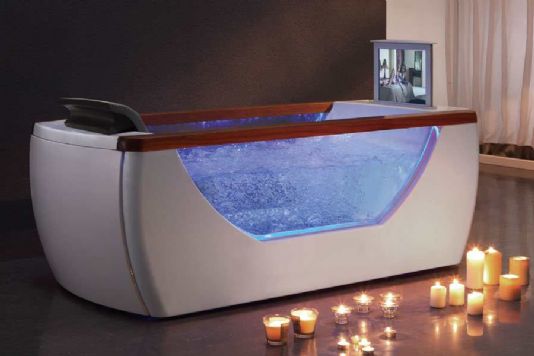 Eago Freestanding Whirlpool Tub With TV Screen