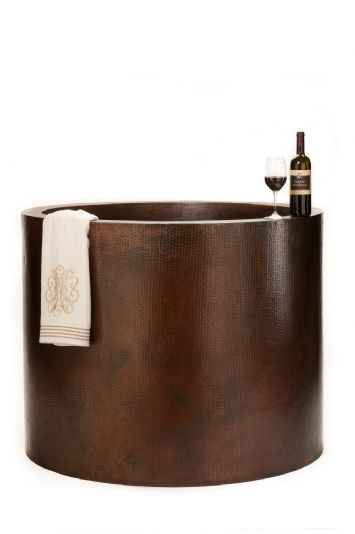 Premier Copper Japanese Style Soaking Hand Hammered Copper Bath Tub