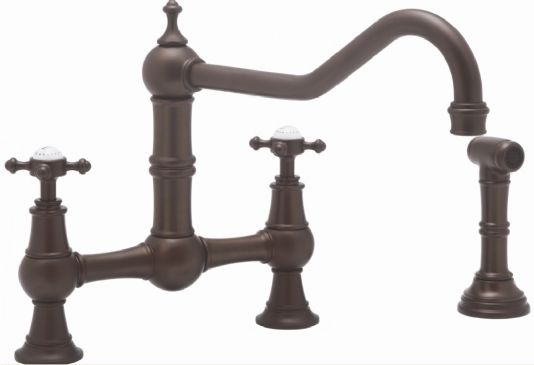 Rohl Perrin and Rowe Kitchen Bridge Kitchen Faucet with Sidespray