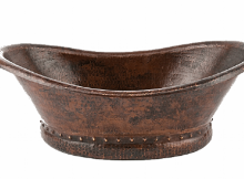 Premier Copper Bath Tub Shaped Vessel Hammered Copper Sink