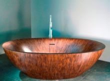 WS Bath Collection Free Standing Wood Bathtub - Laguna Pearl