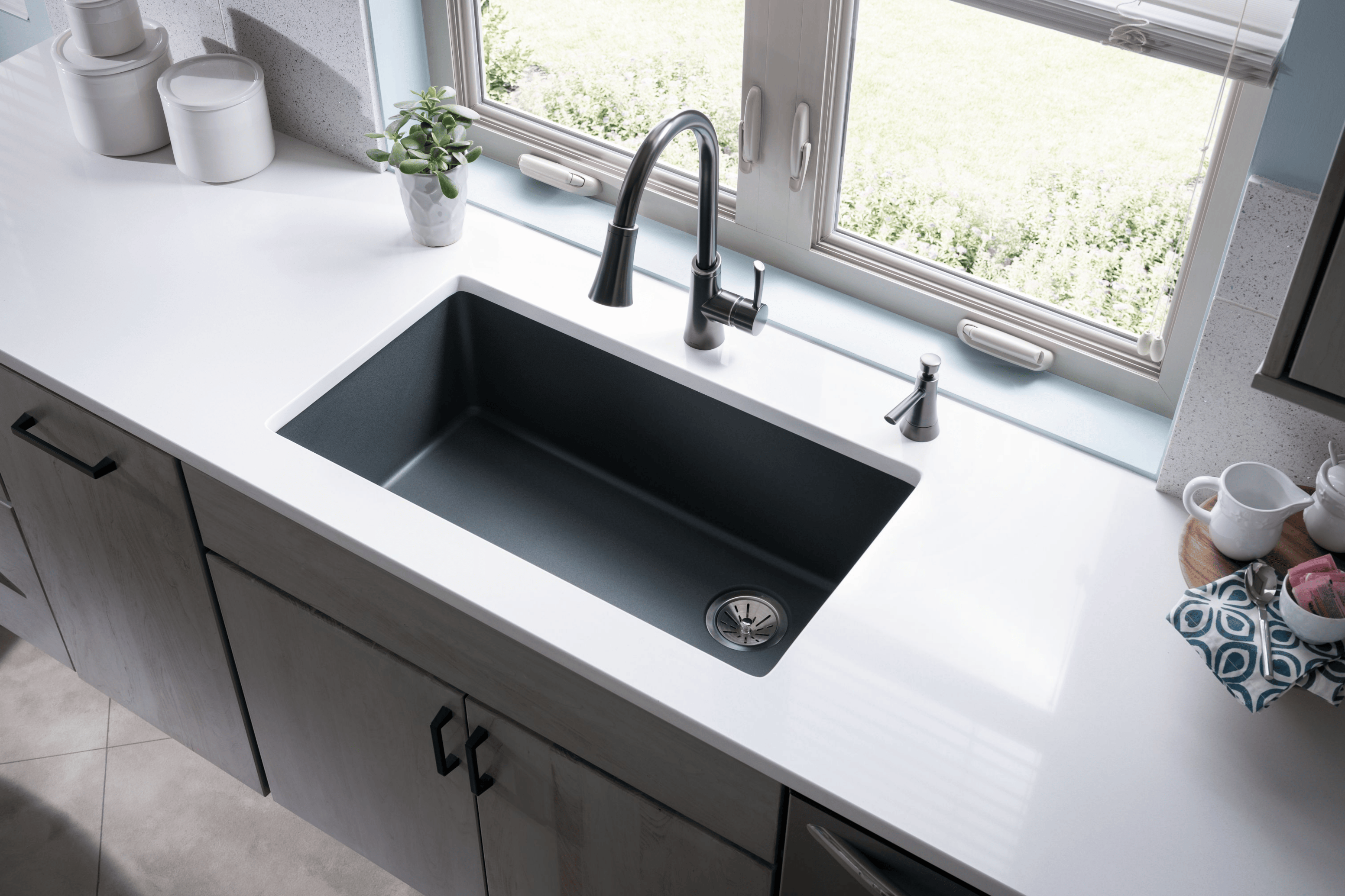 quartz countertops kitchen sink