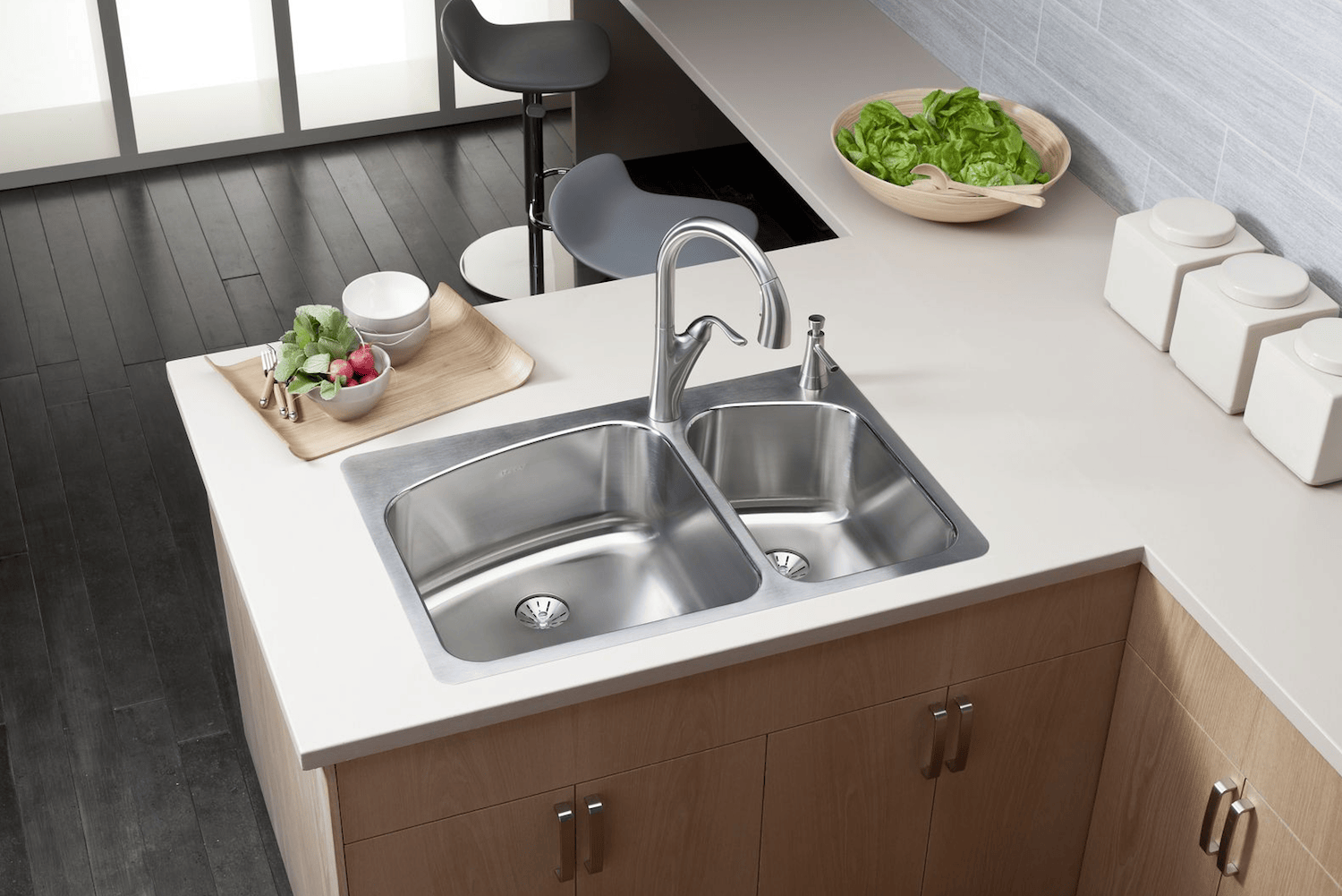 elkay kitchen sink with low divide