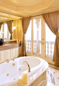 Bathtub and vanity at the JW Marriott Las Vegas