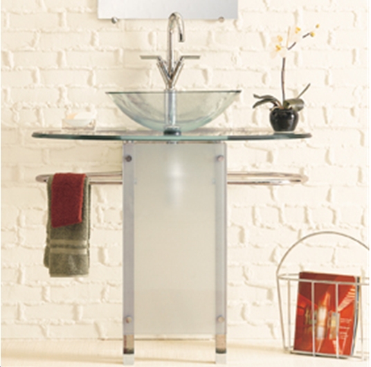 Decolav Tempered Glass Pedestal Vanity Sink