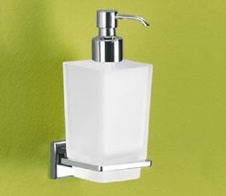 Nameeks Gedy Colorado Wall Mounted Satinized Glass Soap Dispenser with Chrome Holder