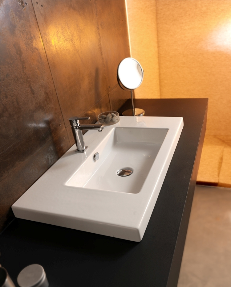 Nameeks Ceramica Tecla Cangas built in or wall mounted ceramic washbasin with overflow rec