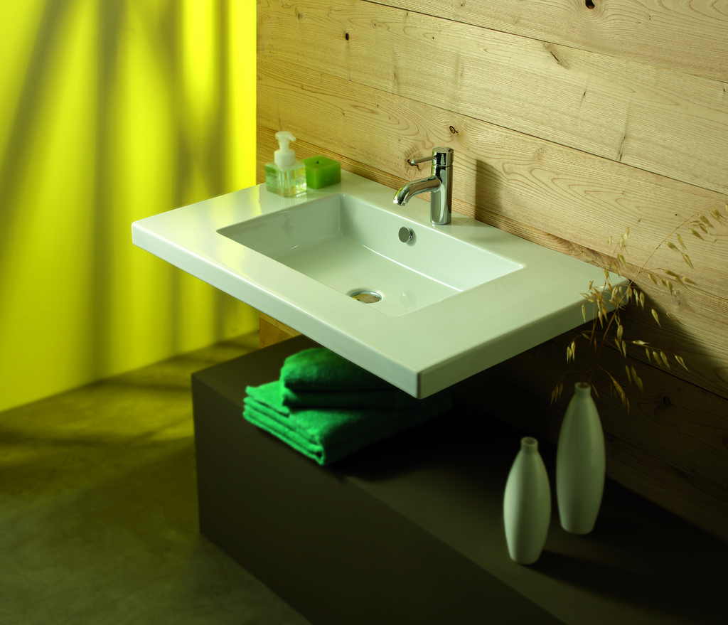 Nameeks Ceramica Tecla Mars built in or wall mounted ceramic washbasin with overflow