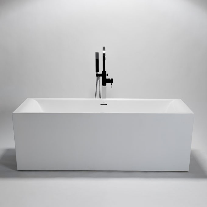 Blu Bathworks Blu Stone Freestanding Rectangular Bathtub with Curvilinear Interior