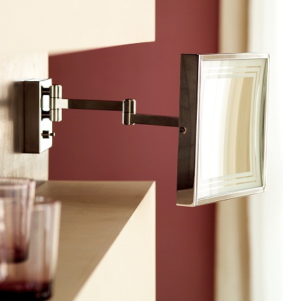 WS Bath Collection Mirror Pure Collection Wall Mount Extendable Makeup-Magnifying Mirror with Led Light