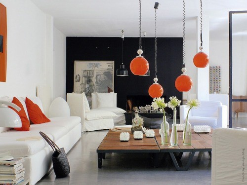 white-orange-and-black-decor