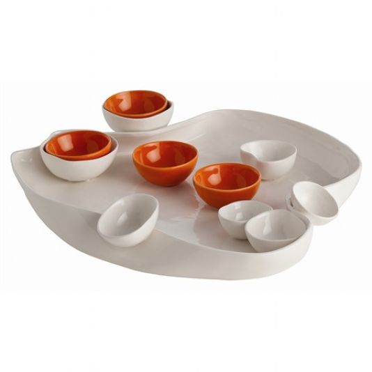 Arteriors Tessa Ivory/Orange Porcelain Irregular Tray