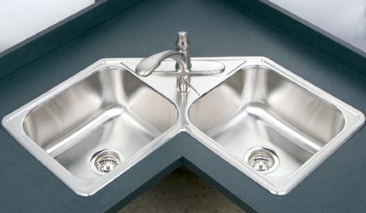 Houzer Legend Corner Double Bowl Stainless Steel Topmount Sink